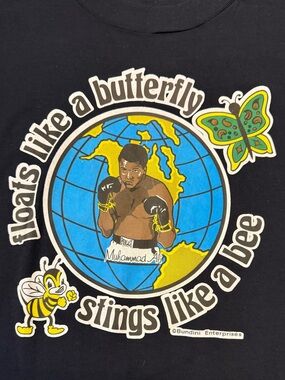 VTG Muhammad Ali Float Like Butterfly Sting Like Bee Tee USA XL Single Stitch